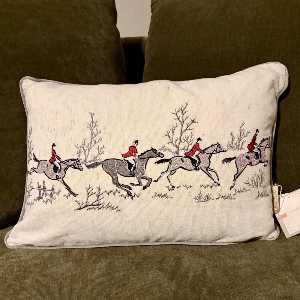 Secret Celebrity Equestrian Horse Pink Rectangle Throw Pillow NWT Lumbar Hunt